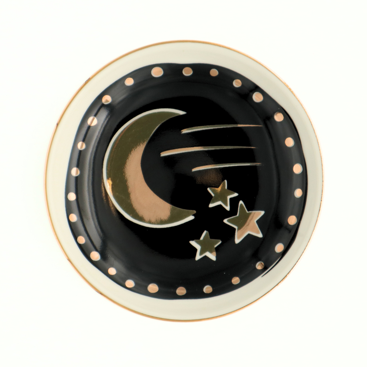 Round Trinket Tray Gold Moon and Stars