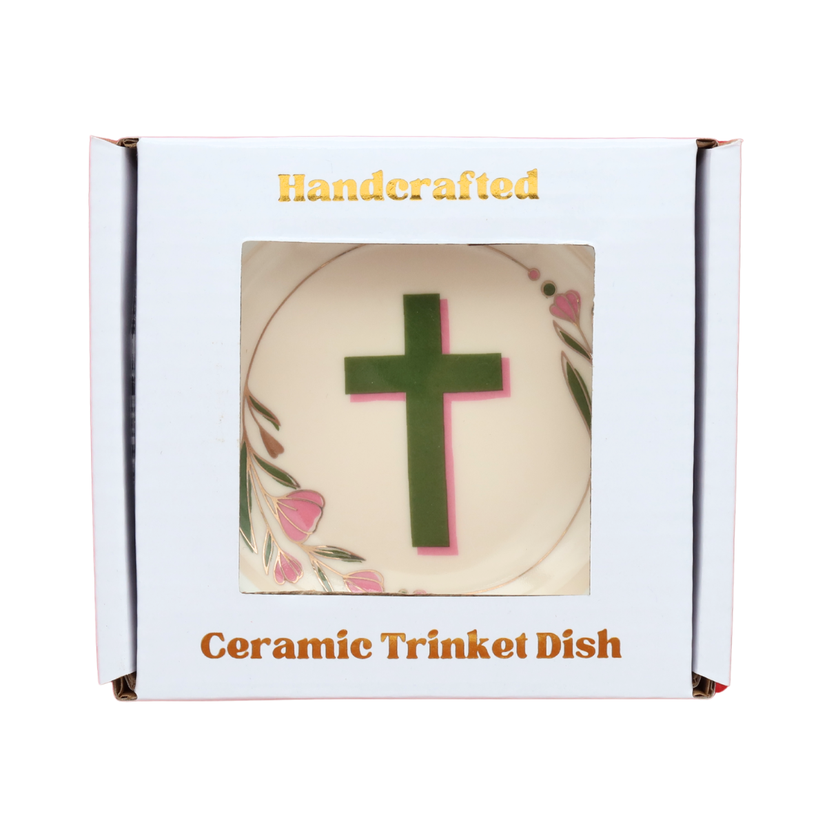 Round Trinket Tray Green Cross