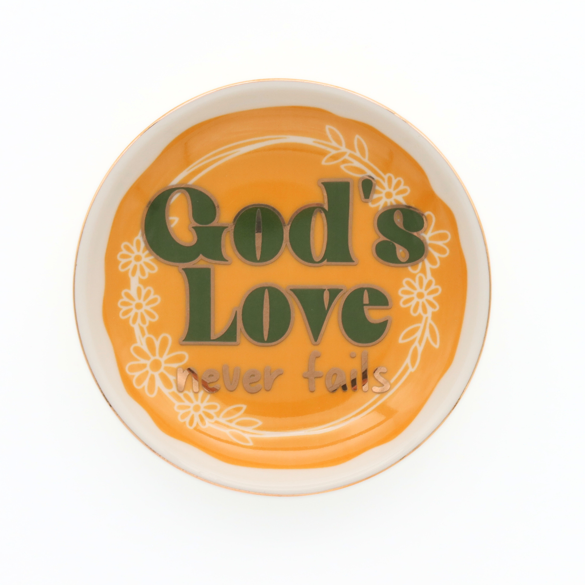 Round Trinket Tray God's Love Never Fails