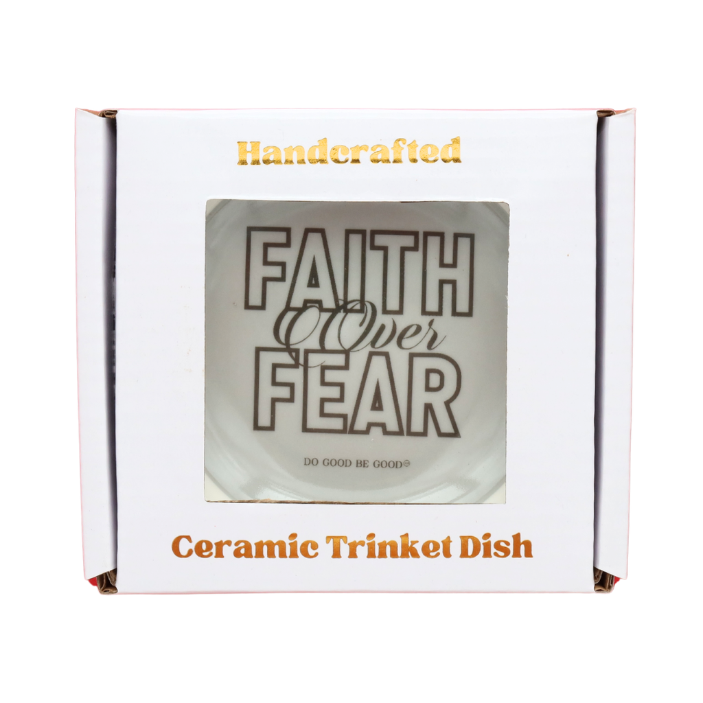 Round Trinket Tray Faith over Fear