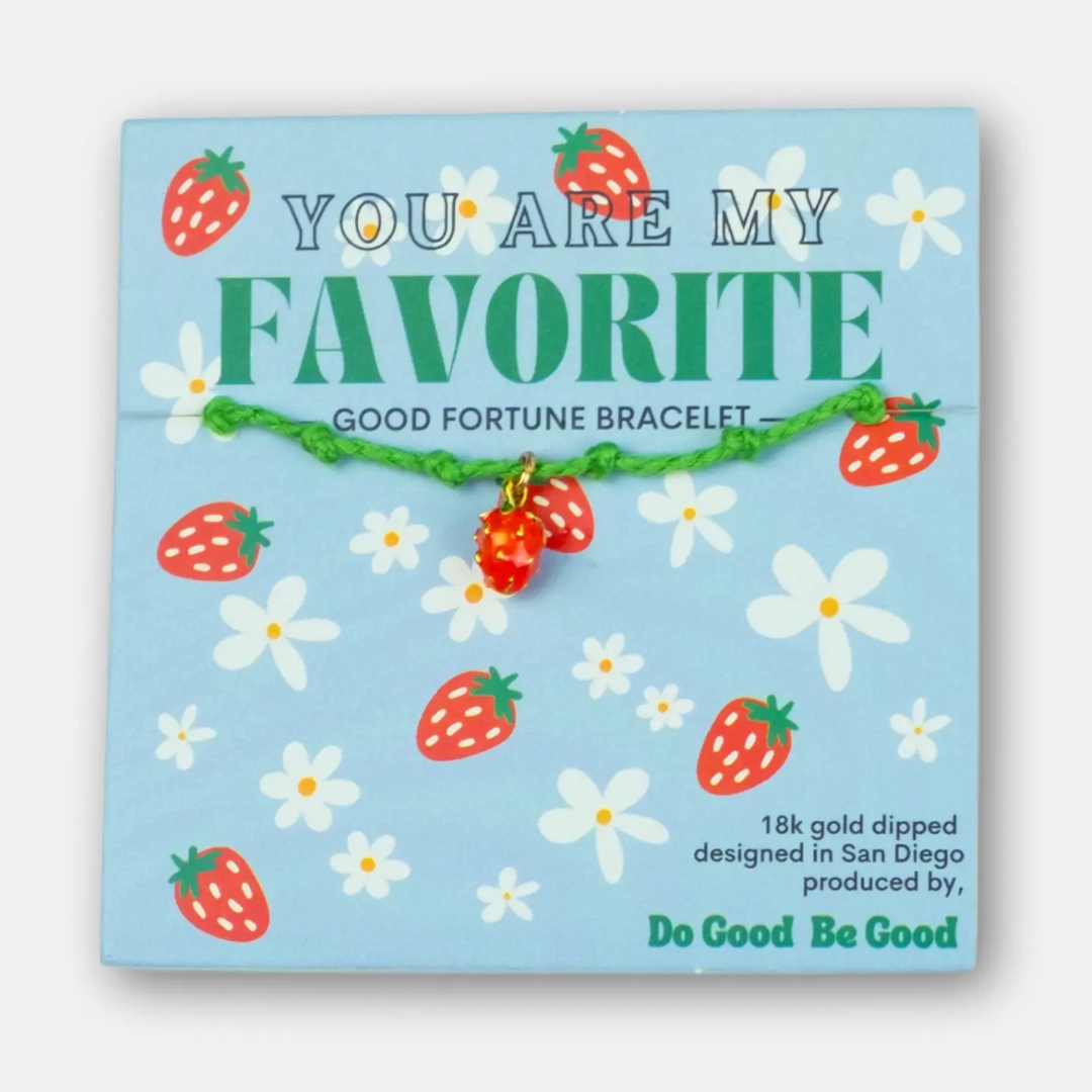 Good Fortune Bracelet Enamel Strawberry, Gold Dipped