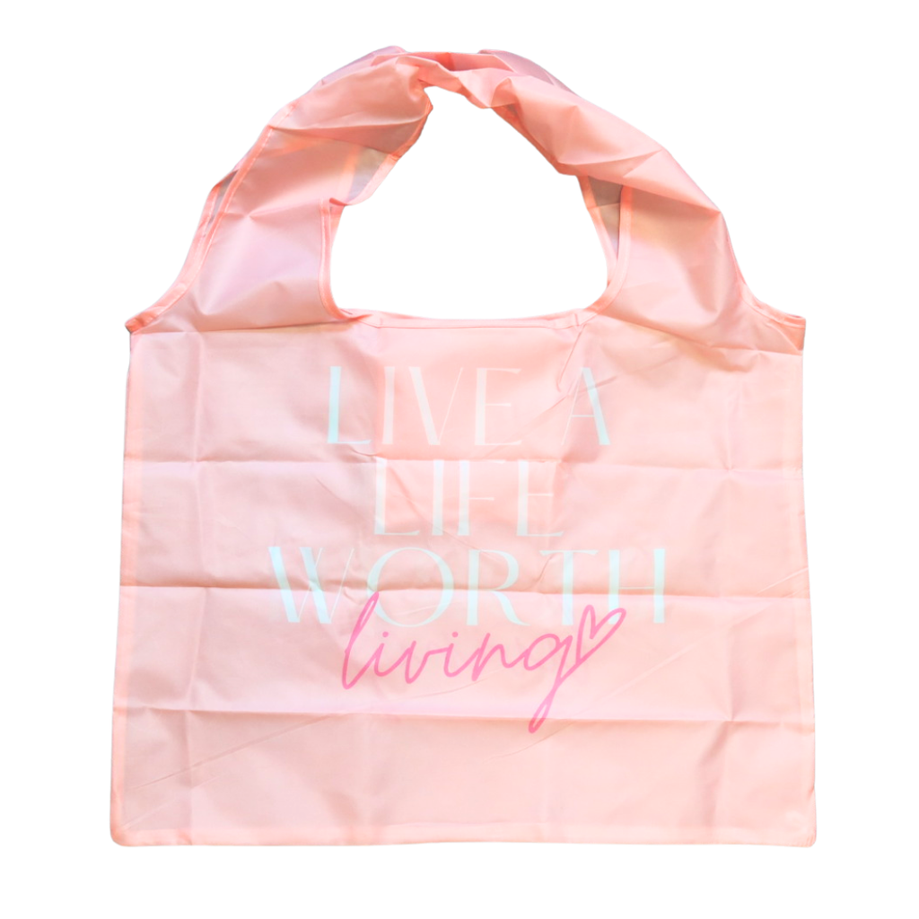 Recycled Foldable Tote Bag Live A Life Worth Living