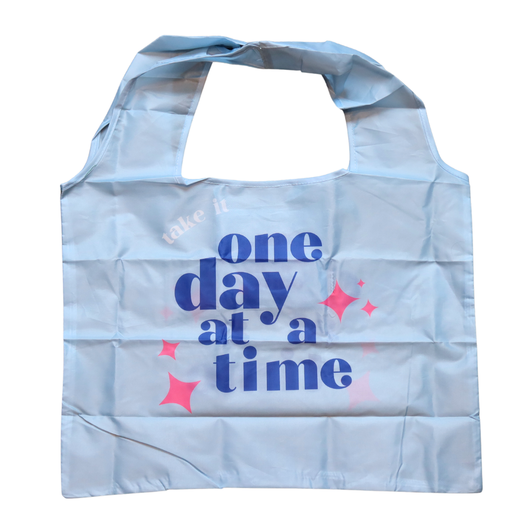Recycled Foldable Tote Bag Take It One Day at a Time