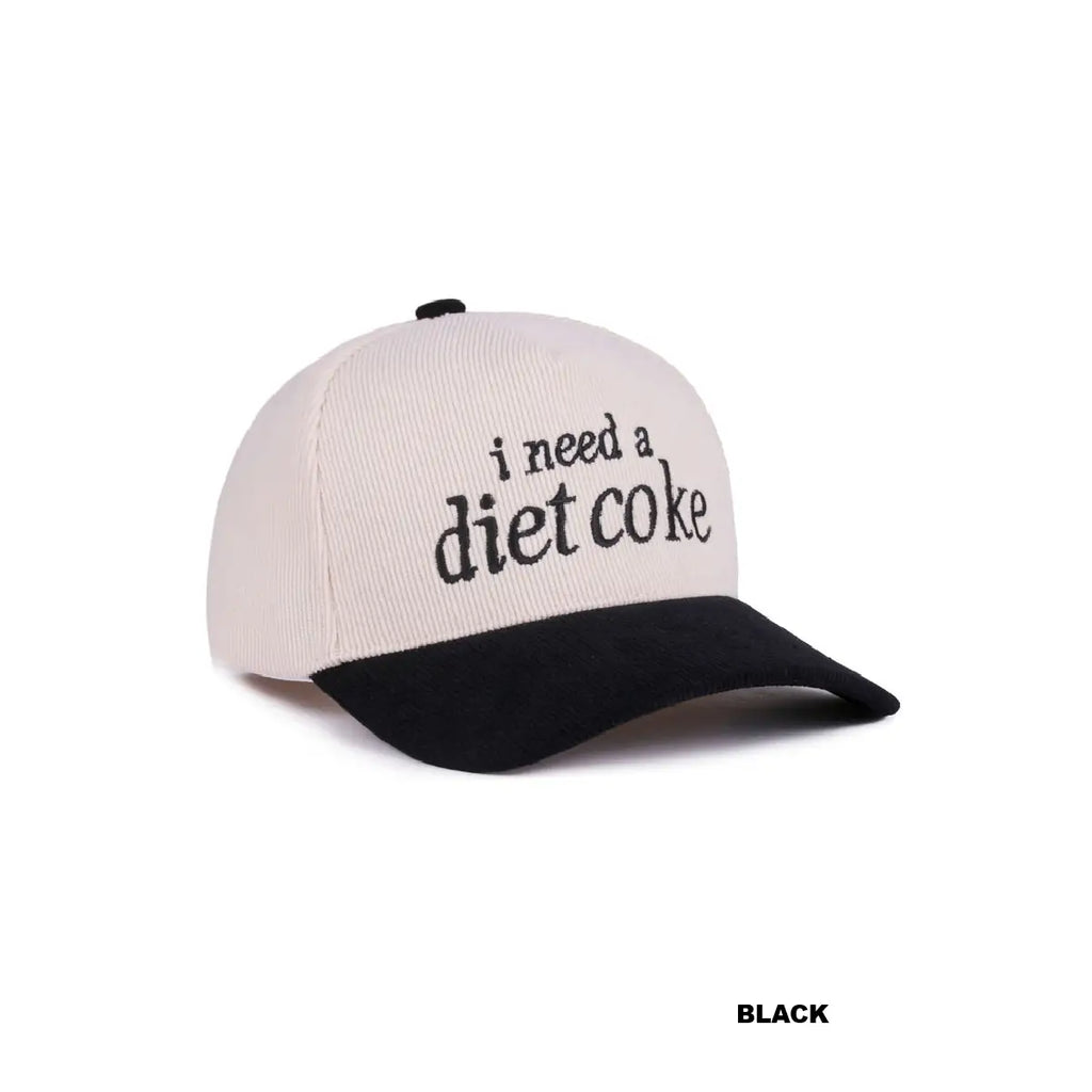 I Need A Diet Coke Two Tone Corduroy Cap
